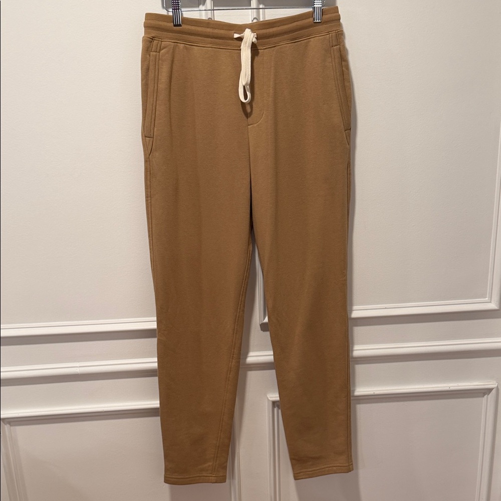 Lands' End Serious Sweats Tan Joggers Men's Size M Cotton Blend Drawstring